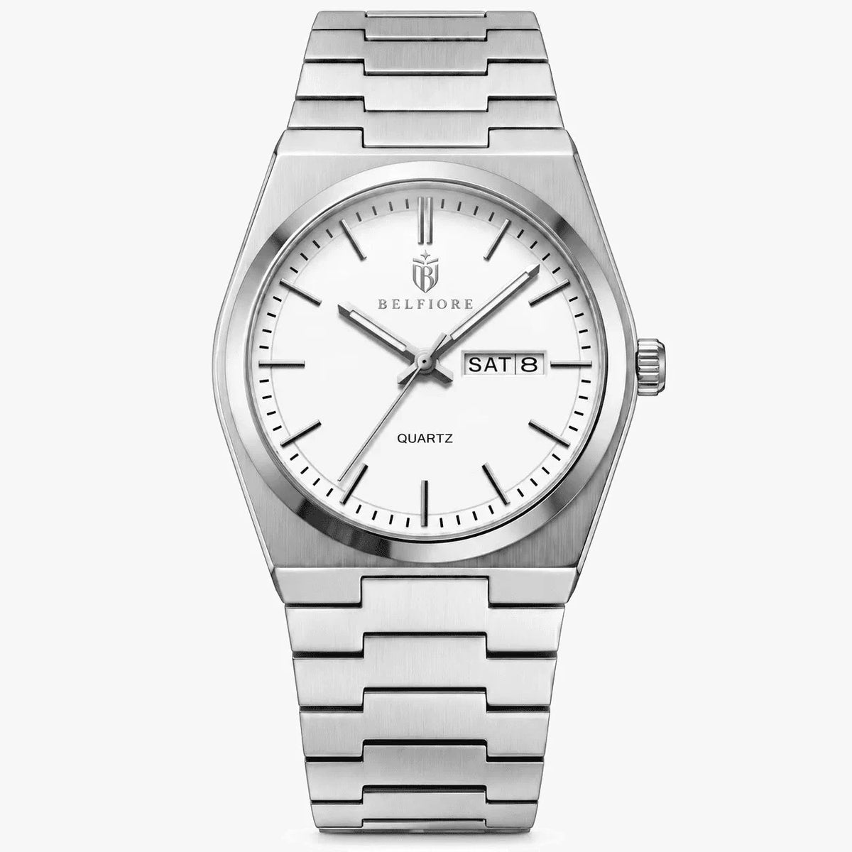 Marco Belfiore Spectro men's stainless steel quartz watch, White Gold colorway