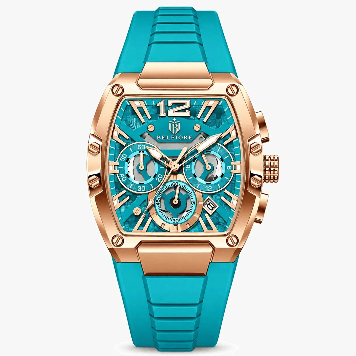 Marco Belfiore Millionaire men's stainless steel quartz watch, Aqua colorway