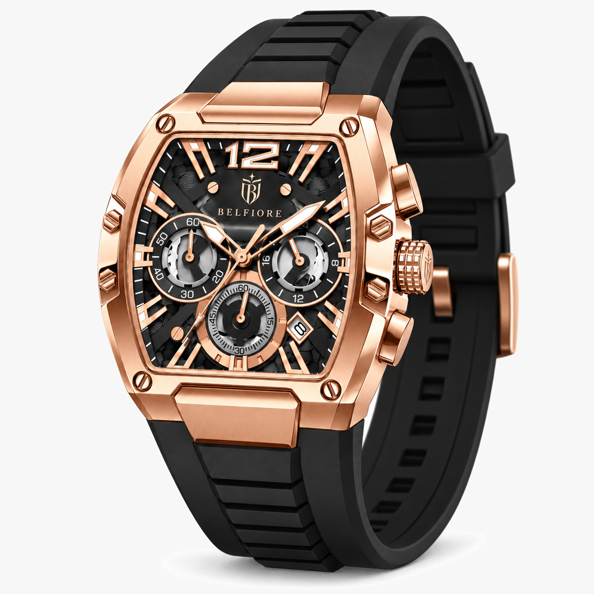 Marco Belfiore Millionaire men's stainless steel quartz watch, product view 2