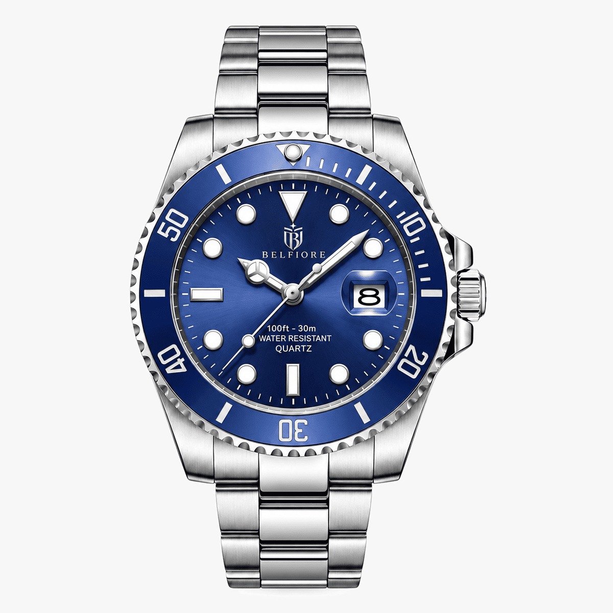 Marco Belfiore Nautico men's stainless steel quartz watch, Cobalt colorway