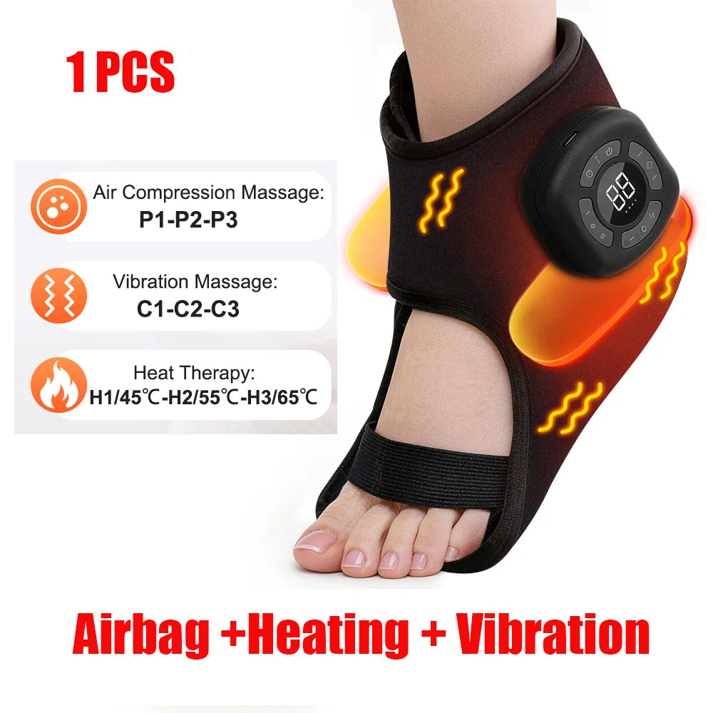 Electric Ankle Brace – Adjustable Hot Compress & Vibration Massage Support
