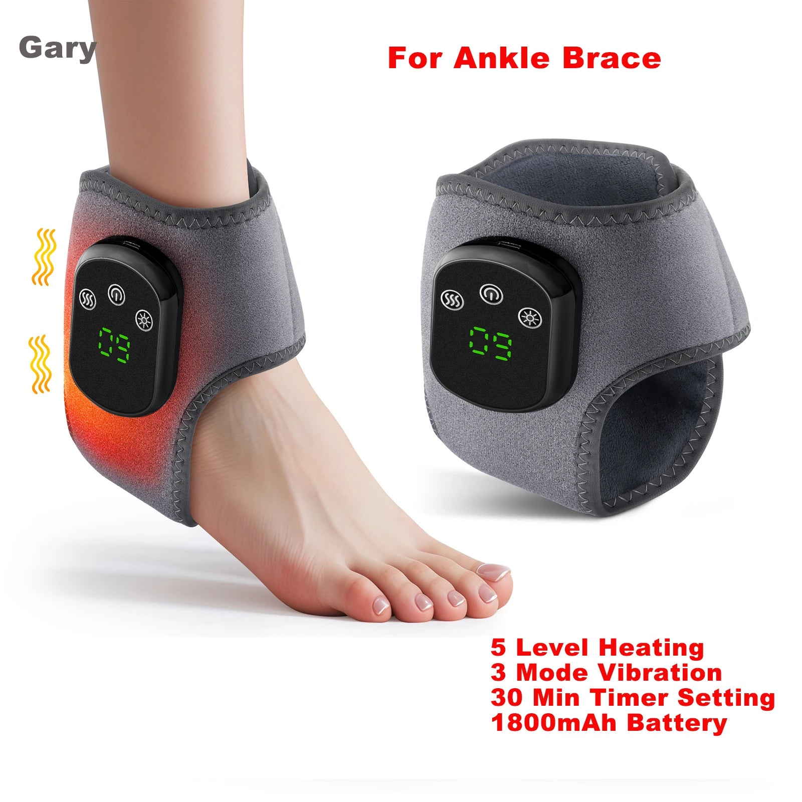 Electric Ankle Brace – Adjustable Hot Compress & Vibration Massage Support