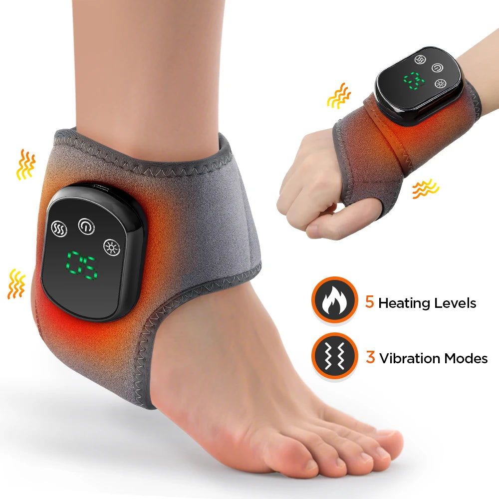 Electric Ankle Brace – Adjustable Hot Compress & Vibration Massage Support
