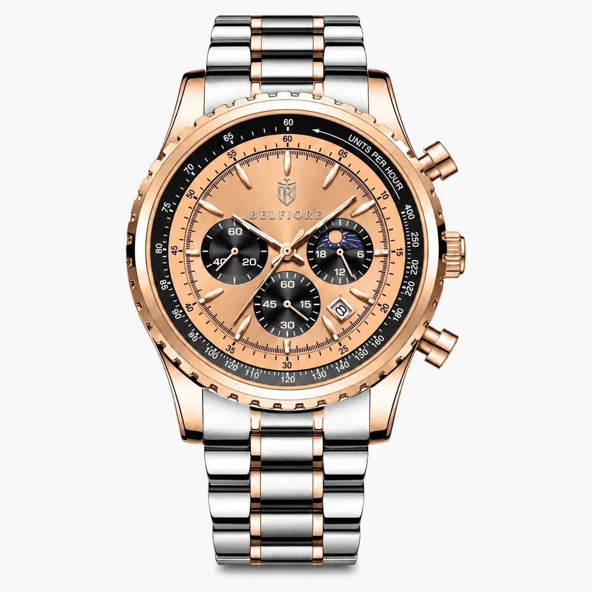 Marco Belfiore Colosso men's stainless steel quartz watch, Champagne colorway